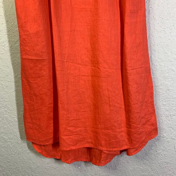 SIGRED OLSEN Dress Medium Linen Halter Peek A Boo Back Side Slits High Low Hem - Picture 8 of 14